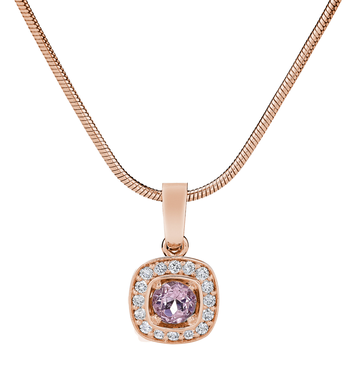 Kohinoor rose gold diamond pendant Stella 923-240PK-16MO
