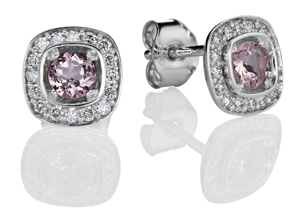 Kohinoor Stella white gold morganite -diamond-earrings 943-240V-32MO