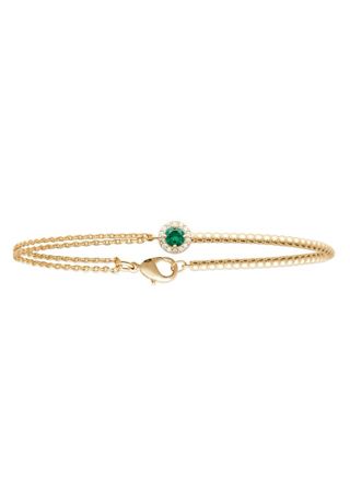 Lykka Casuals gold-plated halo green cubic zirconia silver bracelet