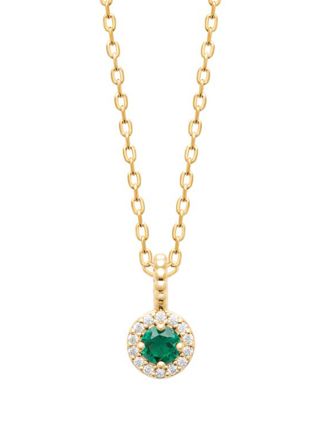 Lykka Casuals gold-plated halo green cubic zirconia silver necklace