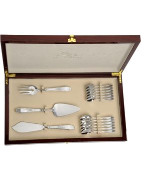 Suomi silver dessert cutlery 15 pcs in a piano-lacquered box