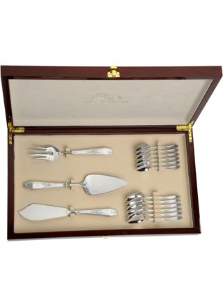 Suomi silver dessert cutlery 15 pcs in a piano-lacquered box