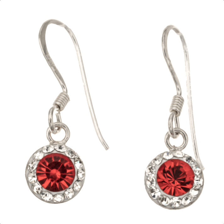 Silver Bar Spectrum hanging earrings red 22 mm 999