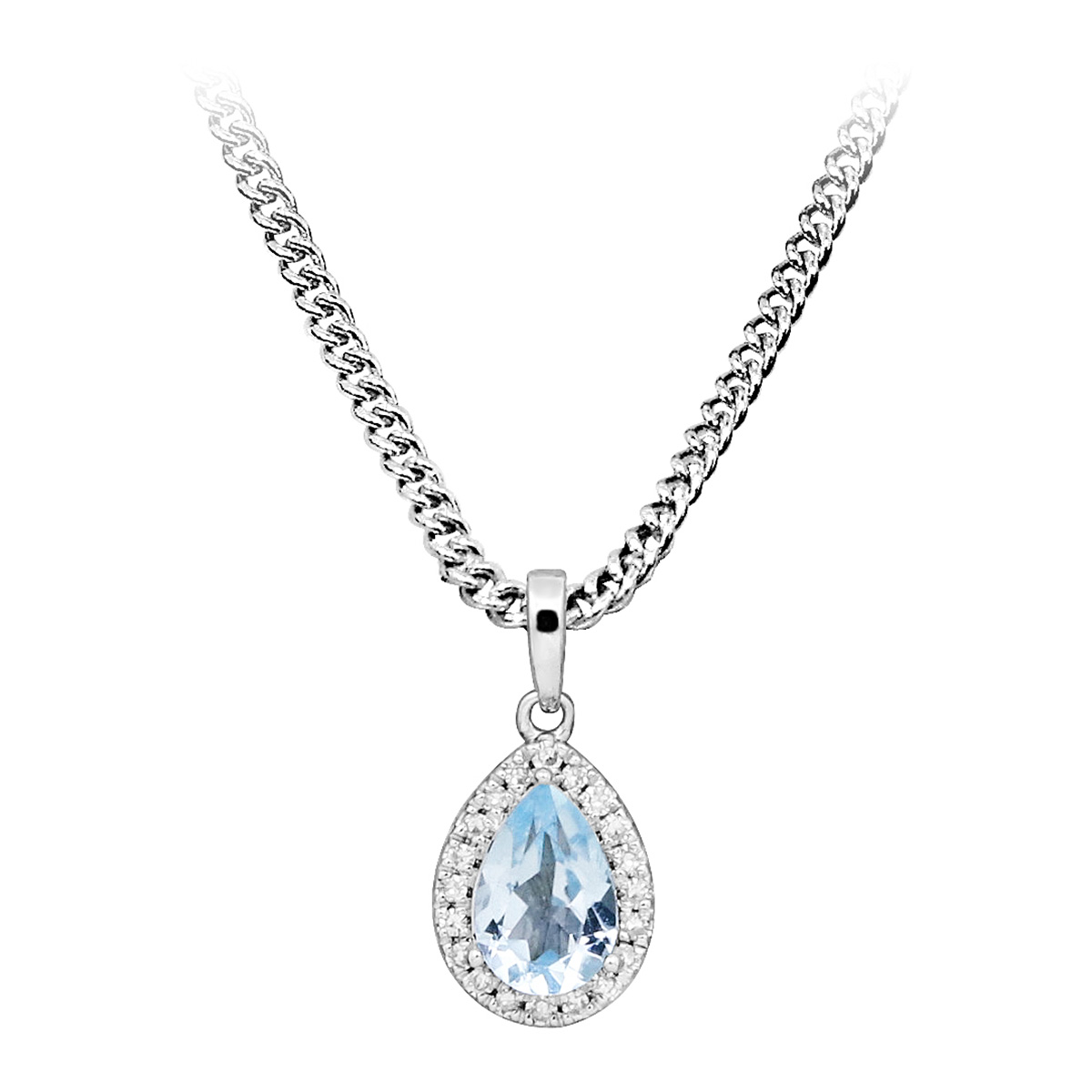 Lykka Casuals white gold light blue teardrop pendant 8.5 mm