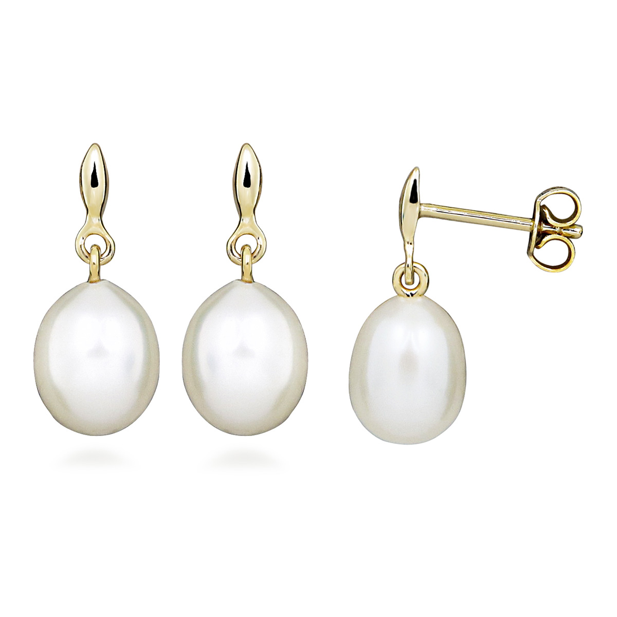 Lykka Pearls gold pearl earrings 9 mm