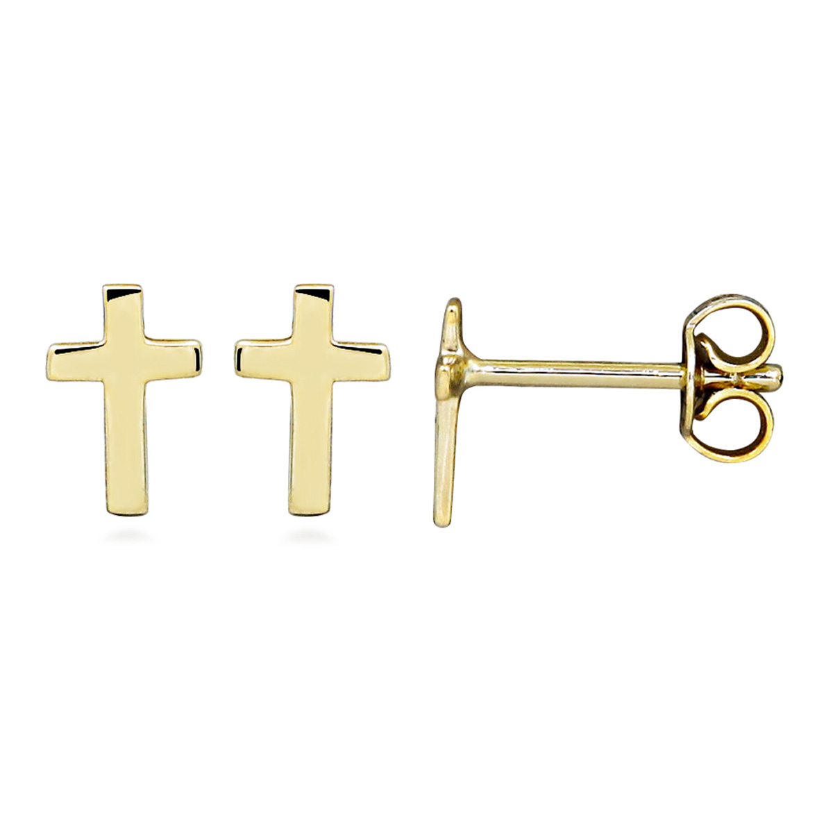 Lykka Crosses gold cross earrings 7.5 mm