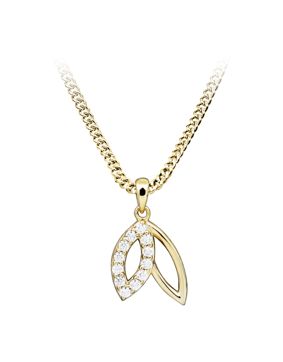 Lykken Symbols gold pendant leaf with zircons 10.5 mm