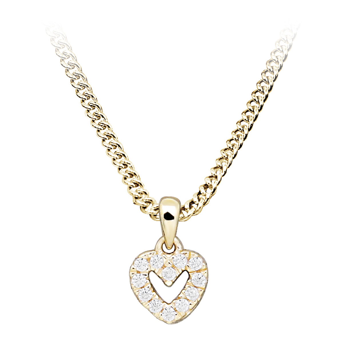 Lykka Hearts gold heart pendant with zircons 6 mm