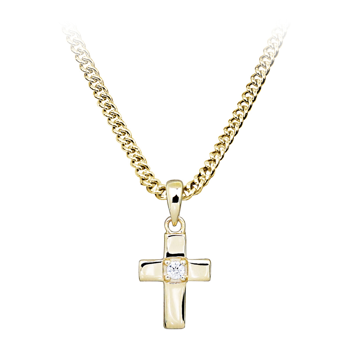 Lykka Crosses gold cross pendant with zircons 8.2 mm