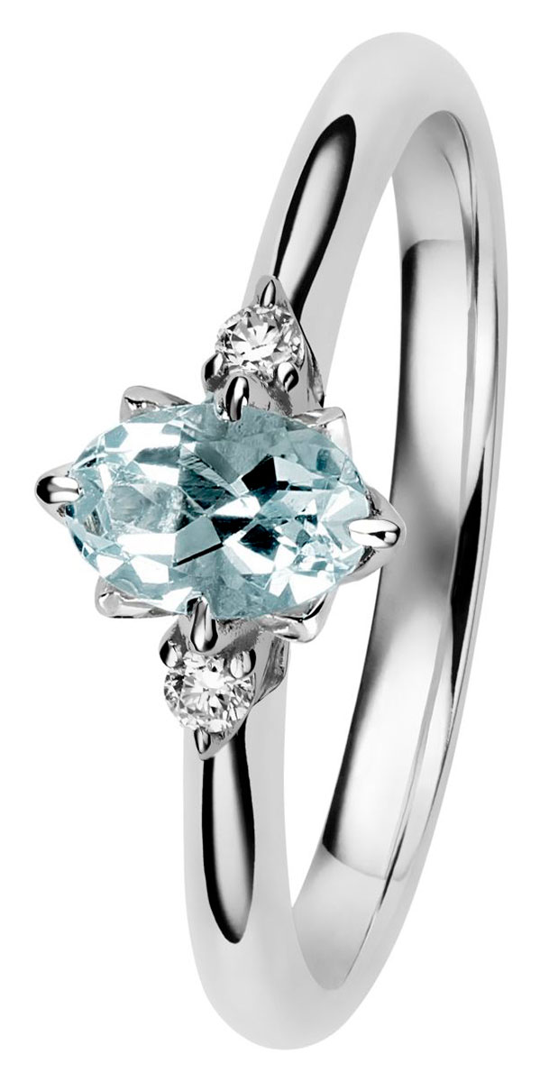 Kohinoor Rosa diamond aquamarine ring 033-260V-04A