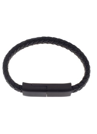 Silver Bar USB-charging-cable-bracelet black for-iphone 18,5 cm 2281