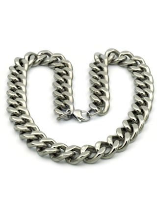 Rocks Steel 19 mm curb chain necklace decorative lock 60 cm P.S.19-60