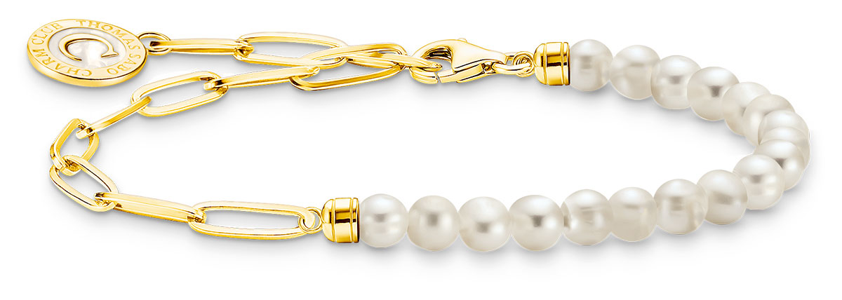 Thomas Sabo Charm Club Charmista gold with pearl charm bracelet A2129-430-14