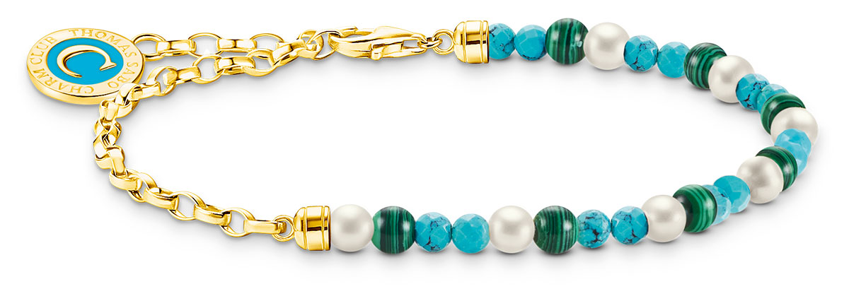 Thomas Sabo Charm Club Charmista shimmering gold bead charm bracelet A2130-140-7