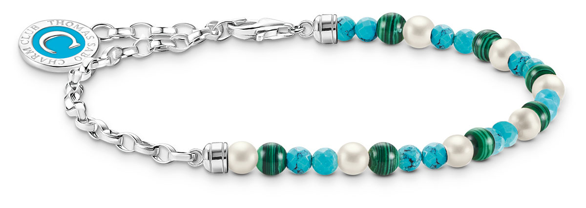 Thomas Sabo Charm Club Charmista shimmering silver bead charm bracelet A2130-158-7