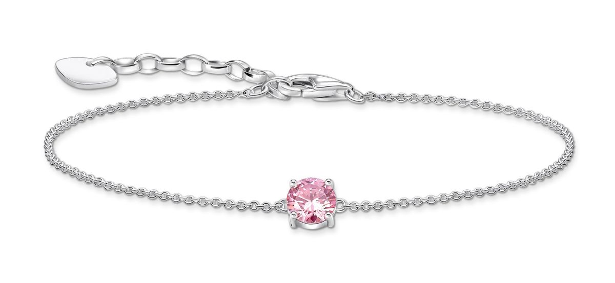 Thomas Sabo pink large zirconia pendant silver bracelet A2156-051-9-L19V