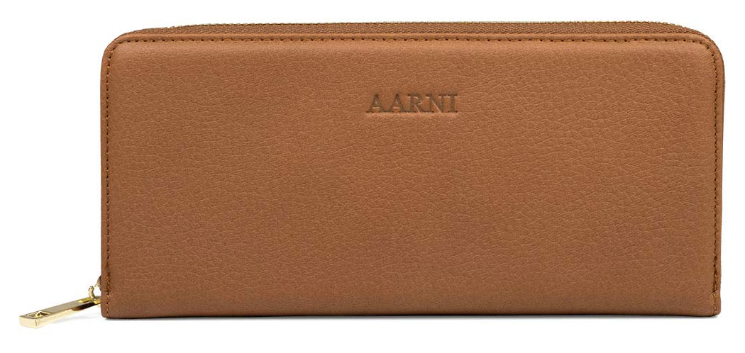 Aarni Elk Leather Clutch Wallet Cognac