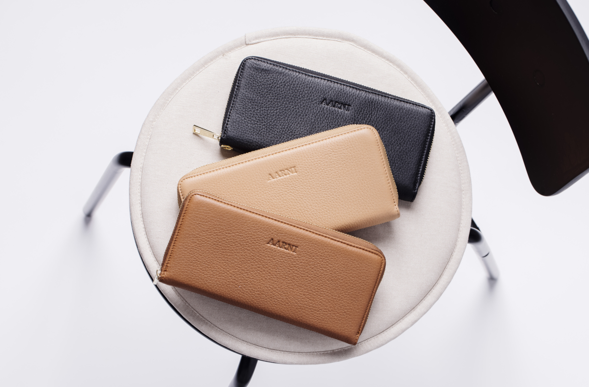 Aarni elk skin leather Clutch-wallet with silver zipper