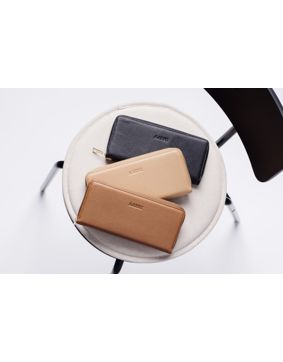 Aarni elk skin leather Clutch-wallet with silver zipper