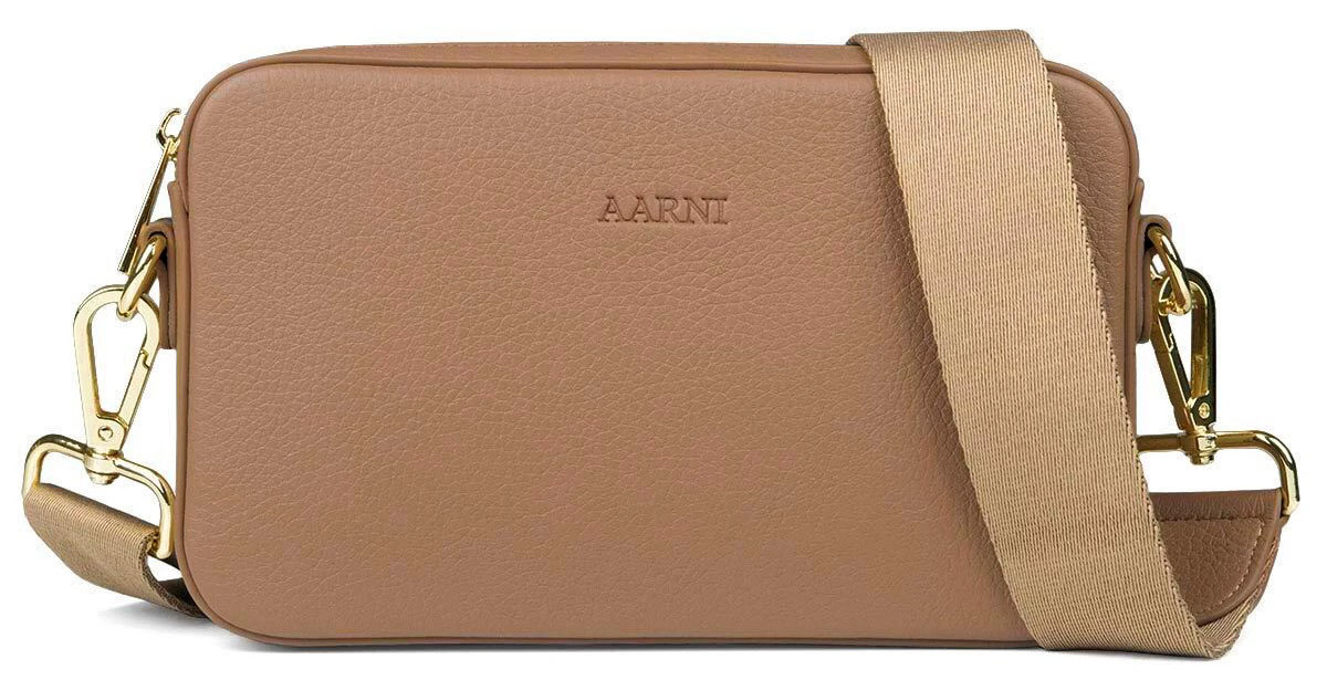 Aarni sand crossbody bag gold colored zipper