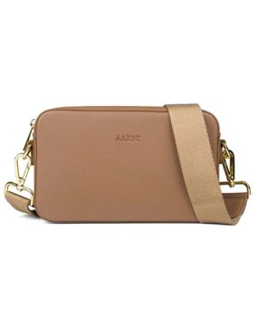 Aarni sand crossbody bag gold colored zipper