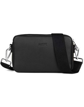 Aarni black crossbody bag with silver zipper