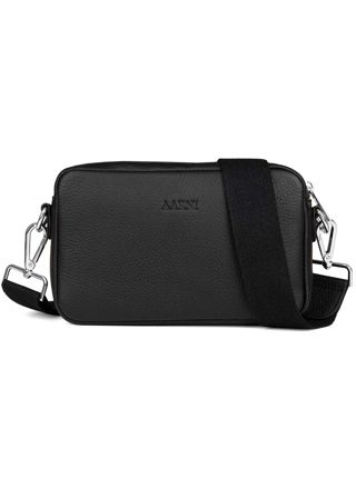 Aarni black crossbody bag with silver zipper