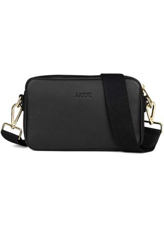 Aarni black crossbody bag gold colored zipper