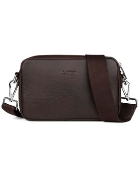 Aarni dark brown zipper crossbody bag silver