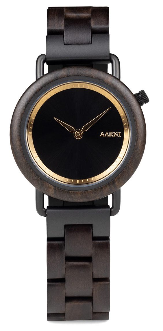 Aarni Saga Ebony black wooden watch