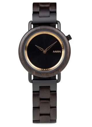 Aarni Saga Ebony black wooden watch