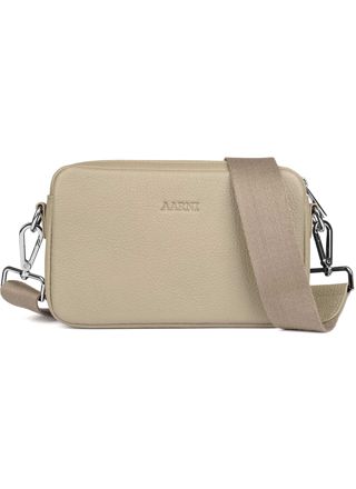 Aarni taupe crossbody bag with silver zipper