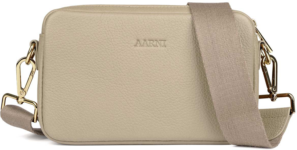 Aarni taupe crossbody bag gold colored zipper watchesonline