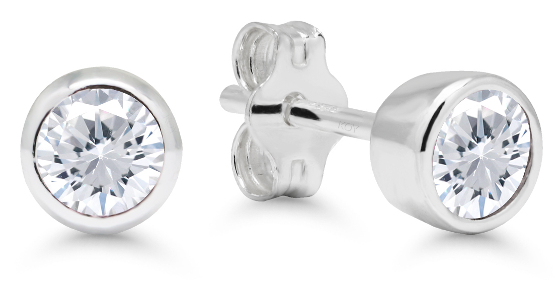 Silver zircon earrings 4mm AE-325144Z