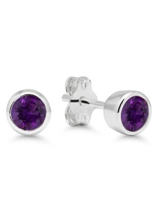 Silver amethyst color zircon earrings 4mm AE-325144Zamet