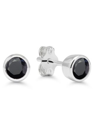 Silver black zircon earrings 4mm AE-325144Zblack