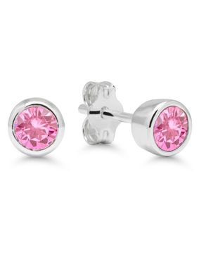 Silver lightred zircon earrings 4mm AE-325144Zpink