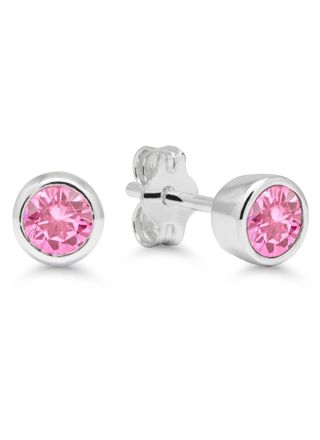 Silver lightred zircon earrings 4mm AE-325144Zpink