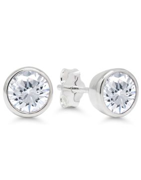 Silver zircon earrings 6mm AE-32514Z