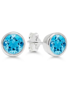 Silver lightblue zircon earrings 6mm AE-32514Zaqua