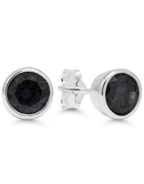 Silver black zircon earrings 6mm AE-32514Zblack