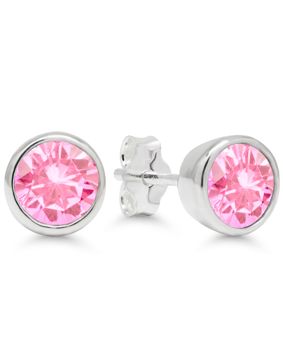 Silver lightred zircon earrings 6mm AE-32514Zpink