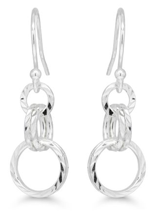 Hanging silver earrings Hoops diamantcut surface AE-72959