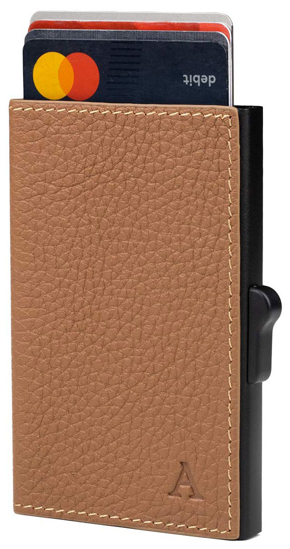 Aarni aluminum card case cognac