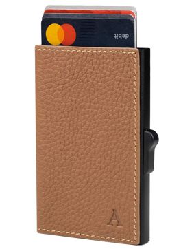 Aarni aluminum card case cognac