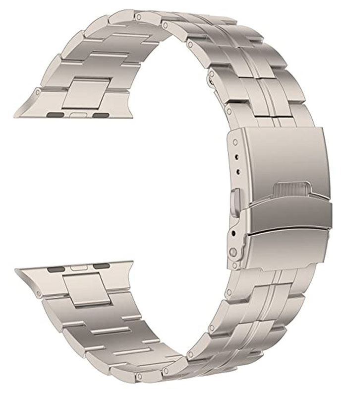 Tiera Apple Watch Classic silver colored titaniumstrap