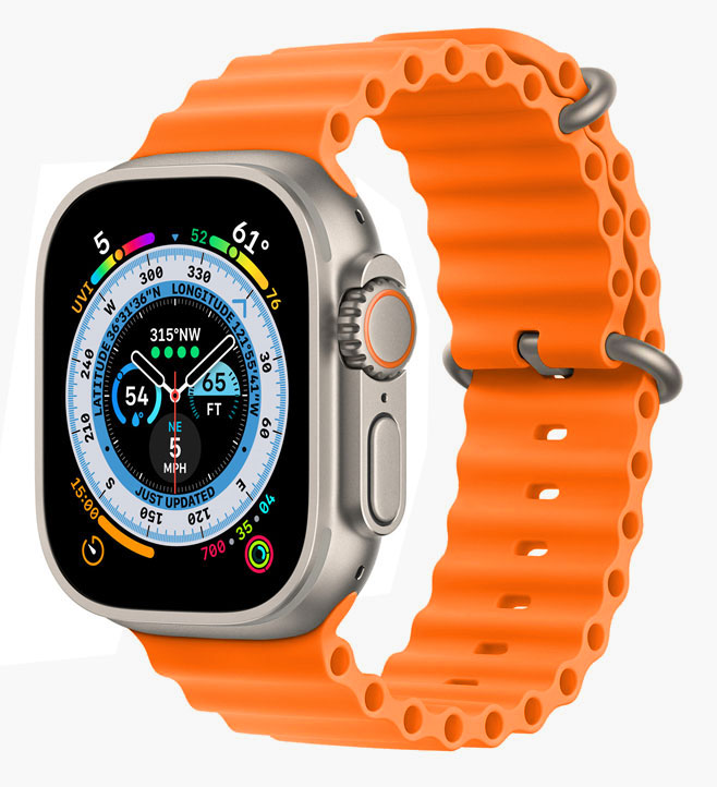 Tiera Apple Watch Orange Ocean Silicone Strap 42/44/45/49 mm