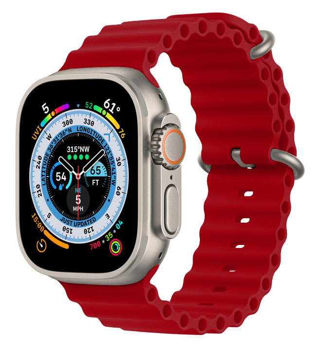 Tiera Apple Watch Red Ocean Silicone Strap