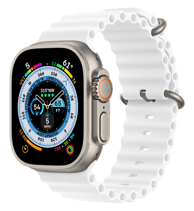 Tiera Apple Watch White Ocean Silicone Strap 42/44/45/49 mm
