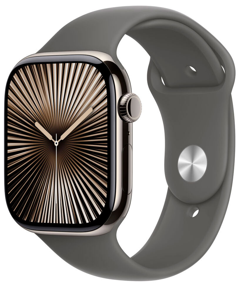 Apple Watch Series 10 GPS Cellular 46mm Natural Titanium Case with Stone Grey Sport Band MWYA3QN A watchesonline